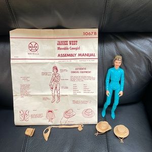 Vintage Janice West Movable Cowgirl Action Figure and Accessories